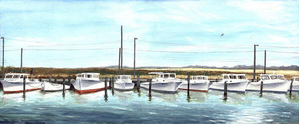 Fine Art Poster featuring the painting Fine Art Workboats Kent Island Chesapeak Maryland Original Oil Painting by G Linsenmayer