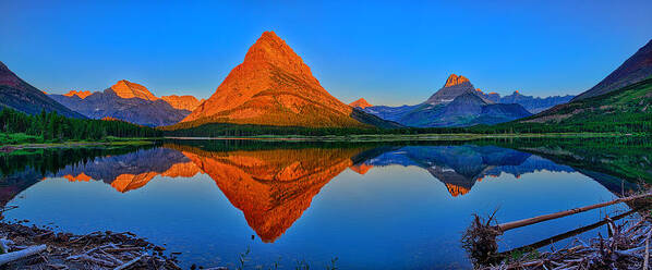 Grinnell Point Poster featuring the photograph Grinnell Point Alpenglow Panorama by Greg Norrell
