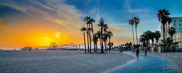 Santa Monica Sunset Poster featuring the photograph Santa Monica Sunset by Az Jackson