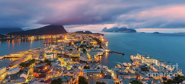 Alesund Poster featuring the photograph Sunset at Alesund, Norway by Henk Meijer Photography