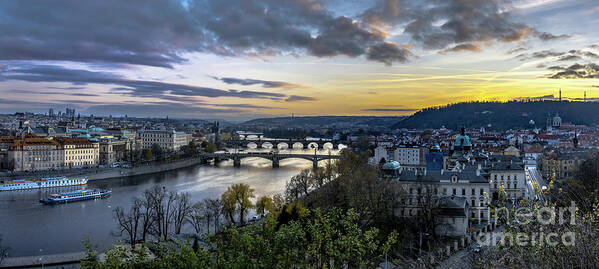 Sunset Poster featuring the photograph Sunset on the Vltava by David Meznarich