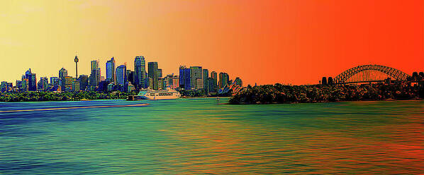 Sydney Poster featuring the photograph Sydney Harbour In Orange by Miroslava Jurcik