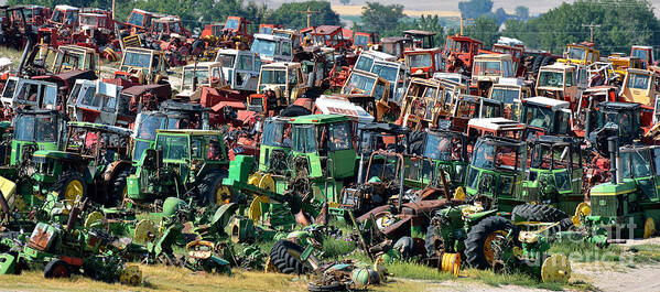 Tractor Used Parts Junk Yard Junkyard Poster featuring the photograph Where Tractors Go to Die by Ken DePue