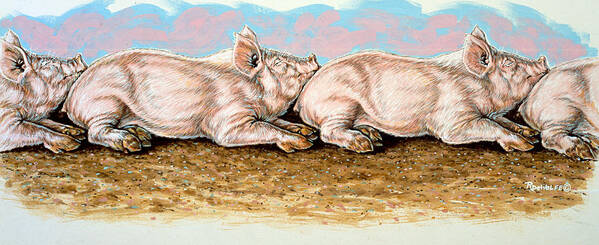 Pigs Poster featuring the painting Daisy Chain #1 by Richard De Wolfe