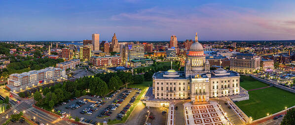 Providence Poster featuring the photograph Aerial panorama of Providence, Rhode Island by Mihai Andritoiu