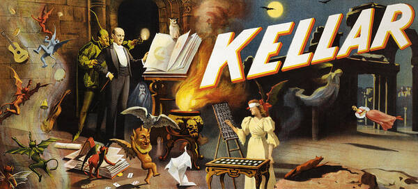 Advertising Poster featuring the painting Kellar the magician, performing arts poster by Strobridge