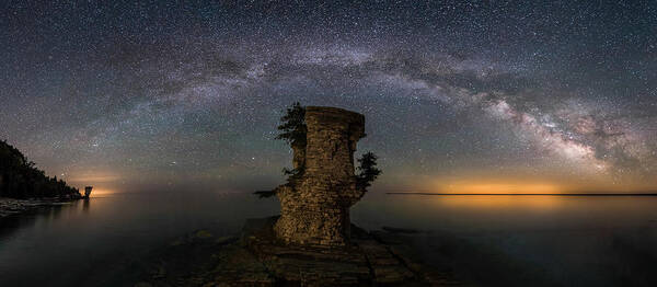 Milky Way Poster featuring the photograph Milky Way Over Flowerpot Island by Qing Li
