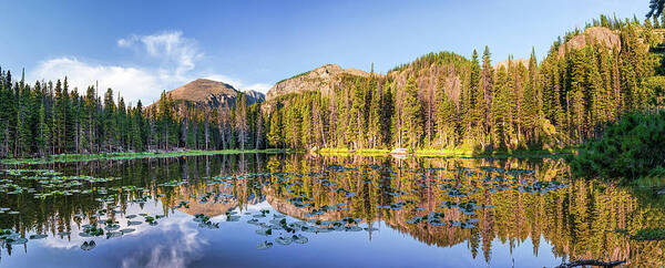 Nymph Lake Poster featuring the photograph Nymph Lake Rocky Mountain Landscape Colorado Panorama by Gregory Ballos