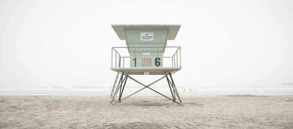 San Diego Poster featuring the photograph Oceanside Fog and Lifeguard Tower by William Dunigan
