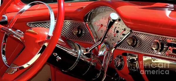 Chevrolet Poster featuring the photograph Red Steering Wheel by Terri Brewster