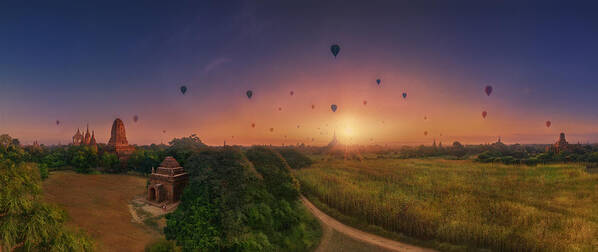 Bagan Poster featuring the photograph Sunrise In Bagan by Felipe Souto