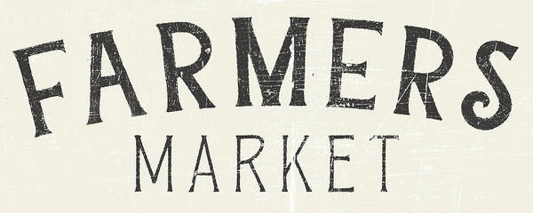 Black Poster featuring the painting Vintage Farmers Market Sign by Wild Apple Portfolio