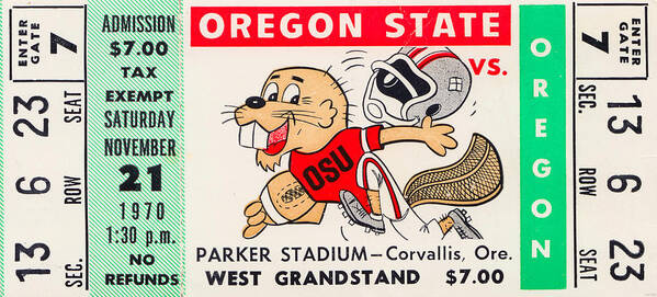 Oregon State Poster featuring the mixed media 1970 Oregon State vs. Oregon by Row One Brand