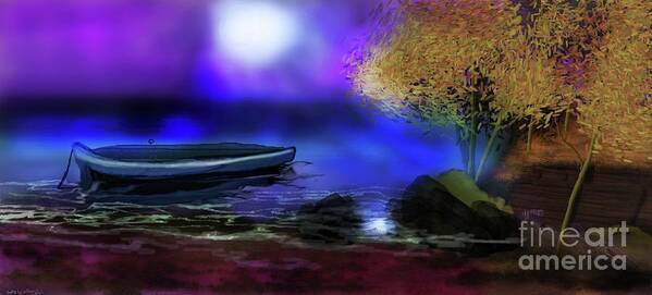 Lake Poster featuring the digital art A Moon Night so Bright by Julie Grimshaw