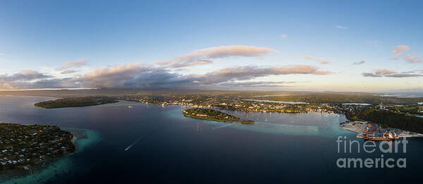 Asia Pacific Poster featuring the photograph Aerial view of the Port Vila bay in Vanuatu capital city by Didier Marti
