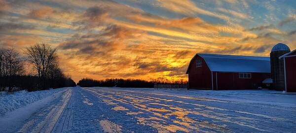 Winter Poster featuring the photograph Barn Sunrise by Brook Burling