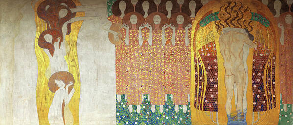 Gustav Klimt Poster featuring the painting Beethoven Frieze, Right Wall by Gustav Klimt