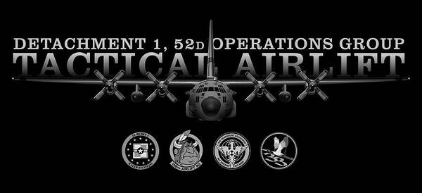 C-130h Poster featuring the digital art Black Chrome Herk - Det 1 52nd Ops Group Edition by Michael Brooks