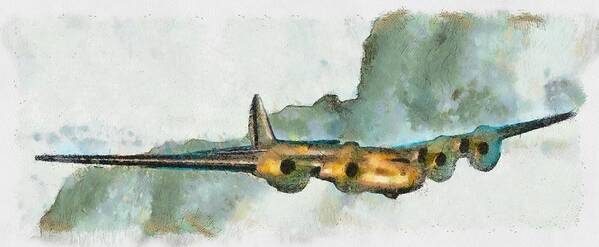 Aircraft Poster featuring the mixed media Bomber in Flight by Christopher Reed