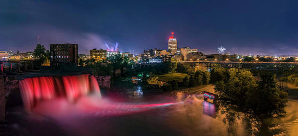 Landscape Poster featuring the photograph High Falls Light Show by Mark Papke