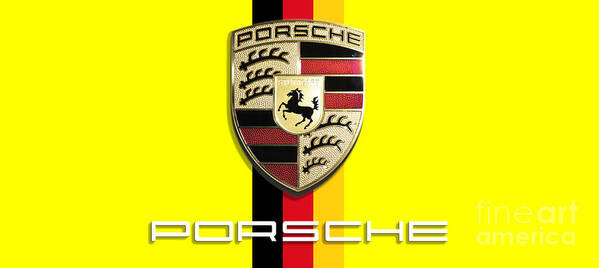 Porsche Logo Poster featuring the photograph High Res Quality Porsche Logo - Hood Emblem German Flag by Stefano Senise