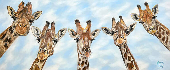 Giraffe Poster featuring the painting Longnecks by Mark Ray