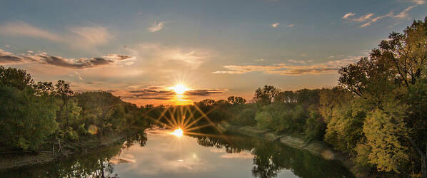 Starburst Poster featuring the photograph Mississippi Sunset Double Starburst by Patti Deters