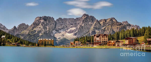 Misurina Poster featuring the photograph Misurina lake classic panorama by The P