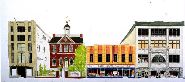 Courthouse Poster featuring the painting Old Court house Mkt st by William Renzulli