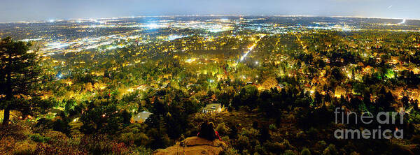 Cityscape Poster featuring the photograph Boulder Colorado City Lights Panorama #2 by James BO Insogna