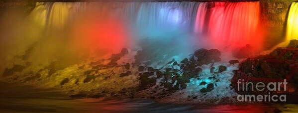 American Falls Panorama Poster featuring the photograph American Falls Rainbow by Adam Jewell