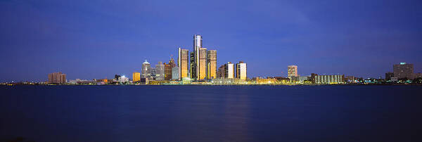 Photography Poster featuring the photograph Buildings At Waterfront, Detroit by Panoramic Images