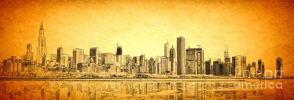 Chicago Panorama Poster featuring the photograph Chicago Sunrise by Dejan Jovanovic