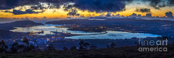 Estuary Poster featuring the photograph Ferrol Estuary Panoramic View from Mount Marraxon Galicia Spain by Pablo Avanzini