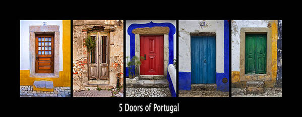 Door Poster featuring the photograph Five Doors of Portugal by David Letts