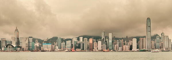 Hong Kong Poster featuring the photograph Hong Kong city skyline by Songquan Deng