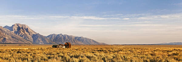 Grand Tetons Poster featuring the photograph Isolated homestead  The Grand Tetons by Gordon Ripley