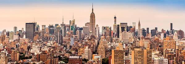 Aerial Poster featuring the photograph New York skyline panorama by Mihai Andritoiu