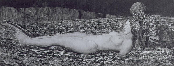 Nude Poster featuring the painting One Corpse by August Bromse