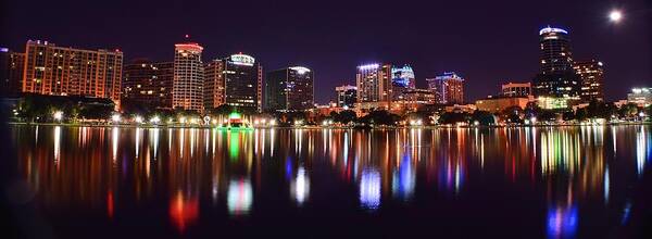 Orlando Poster featuring the photograph Orlando Over Lake Eola by Frozen in Time Fine Art Photography