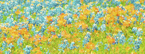 Panorama Of Flowers Poster featuring the digital art Scattered Impressions Bold Wildflowers by Pamela Smale Williams