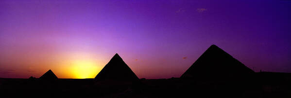 Photography Poster featuring the photograph Silhouette Of Pyramids At Dusk, Giza by Panoramic Images