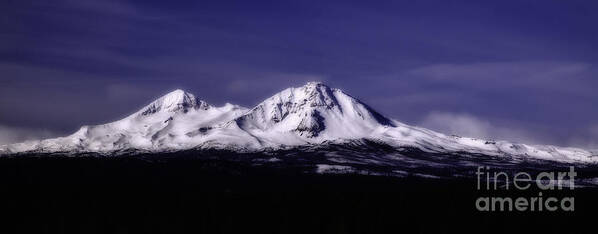 Three Sisters Mountain Photographs Poster featuring the photograph Snow Covered Two of Three Sisters Mountain Tops In Oregon by Jerry Cowart