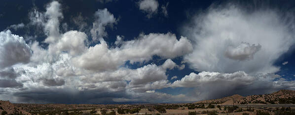 Camel Rock Poster featuring the photograph Storms over Camel Rock NM by Mark Langford