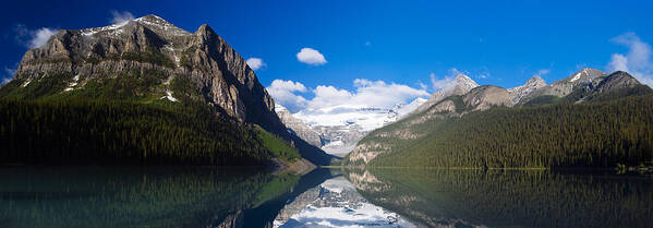 Lake Louise Poster featuring the photograph Sunrise at Lake Louise - Panorama by Laura Tucker