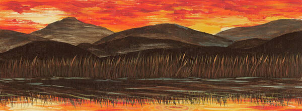Landscape Poster featuring the painting Sunset Over The Pond by Darice Machel McGuire