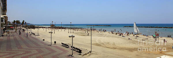 Mediterranean Poster featuring the photograph Tel Aviv beach panorama by Oren Shalev