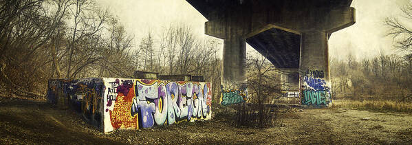 Graffiti Poster featuring the photograph Under the Locust Street Bridge by Scott Norris
