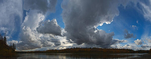 Clouds Poster featuring the photograph Clouds and River Edmonton by David Kleinsasser