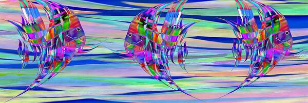Fish Poster featuring the digital art Mucho Pescado Aqui by Wally Boggus